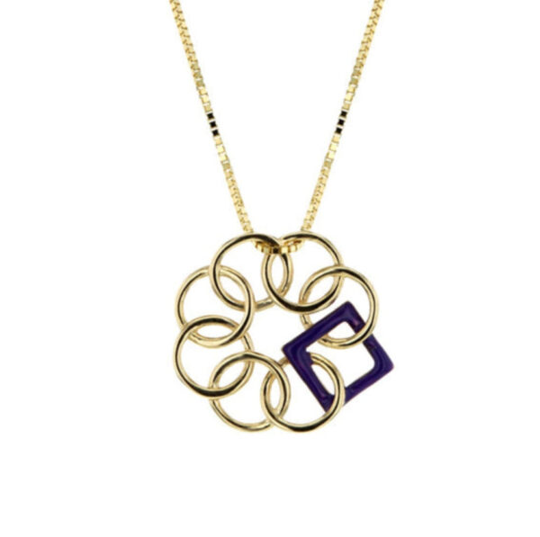 14KT Yellow Gold & Purple Enamel Symbol Pendant