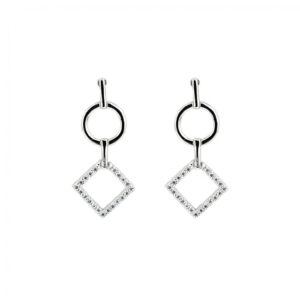 Sterling Silver & CZ Earrings - Linear Collection