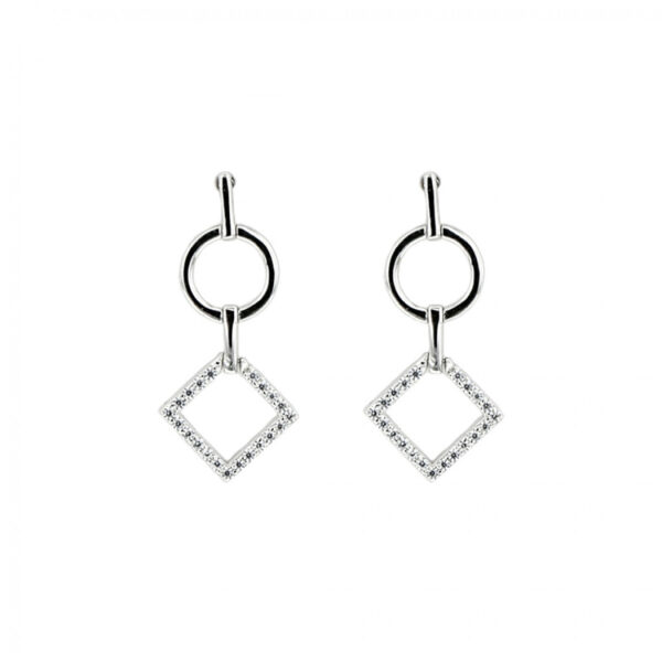 Sterling Silver & CZ Earrings - Linear Collection