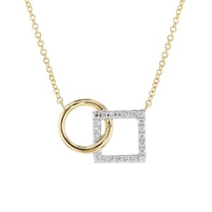 14k Gold Two-Tone Diamond Accent Interlocking Necklace
