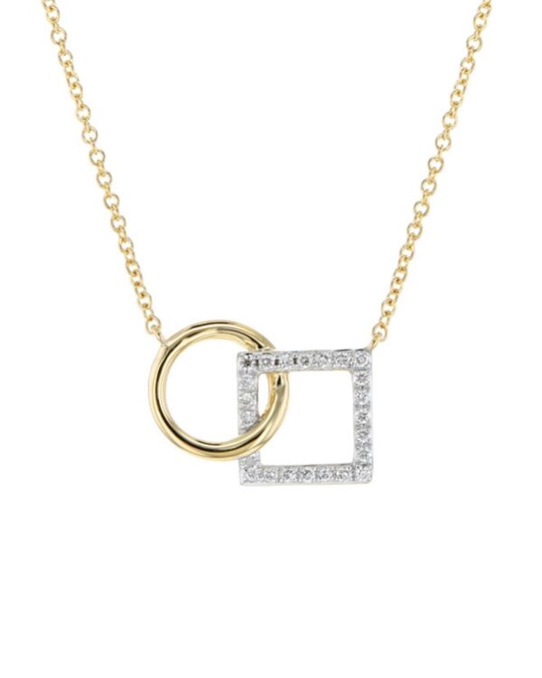 14k Gold Two-Tone Diamond Accent Interlocking Necklace