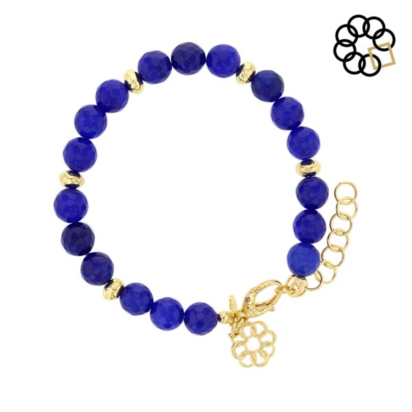 Beaded Adjustable Strand Bracelet with 18K Gold Plated Beads & Charm Dangle - Image 4