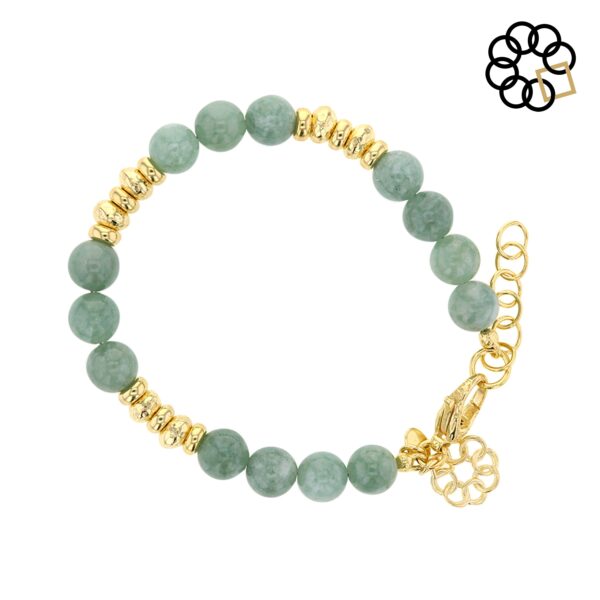Beaded Adjustable Strand Bracelet with 18K Gold Plated Beads & Charm Dangle - Image 3