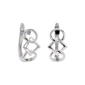 Sterling Silver Emblem Semi Hoop