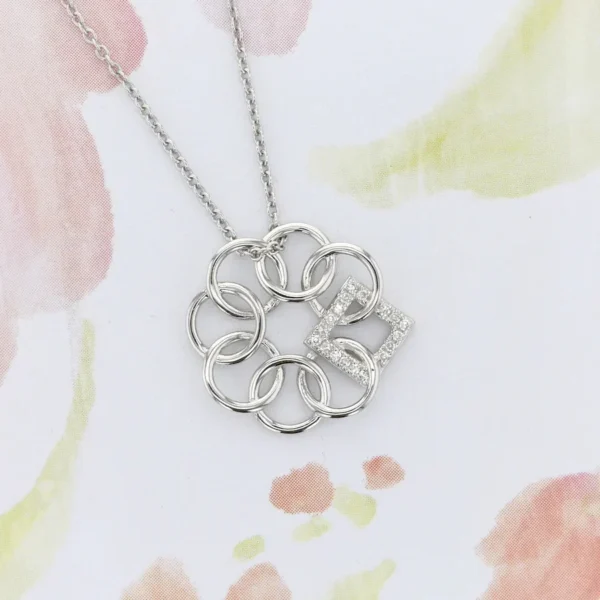 Sterling Silver and Diamond Classic Pendant - Image 3