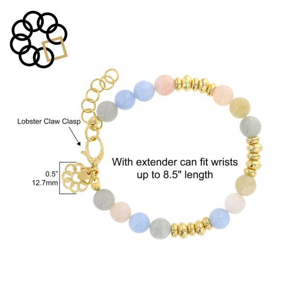Beaded Adjustable Strand Bracelet with 18K Gold Plated Beads & Charm Dangle - Image 11