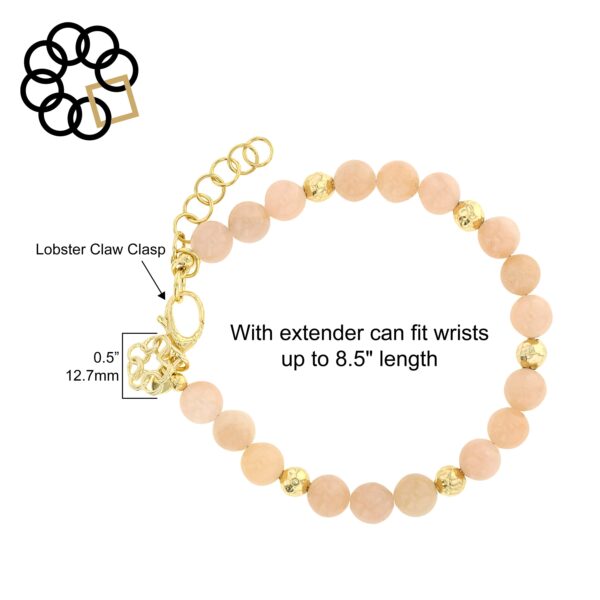 Beaded Adjustable Strand Bracelet with 18K Gold Plated Beads & Charm Dangle - Image 10