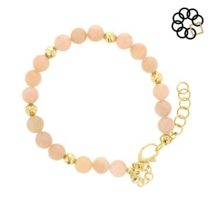 Beaded Adjustable Strand Bracelet with 18K Gold Plated Beads & Charm Dangle